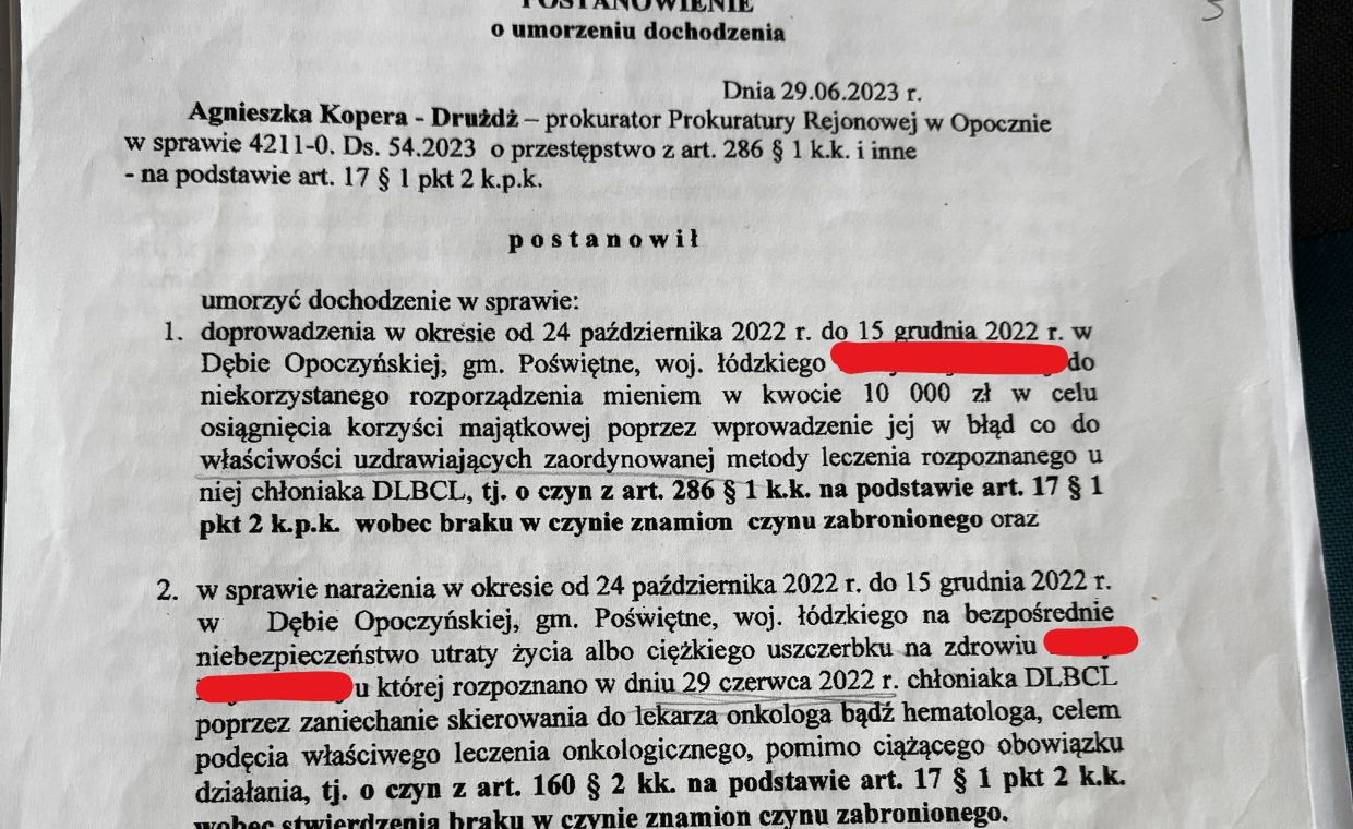 Decyzja o umorzeniu dochodzenia