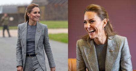 Księżna Kate odwiedziła bazę lotniczą. 43-latka zachwyciła w dopasowanym garniturze w kratę