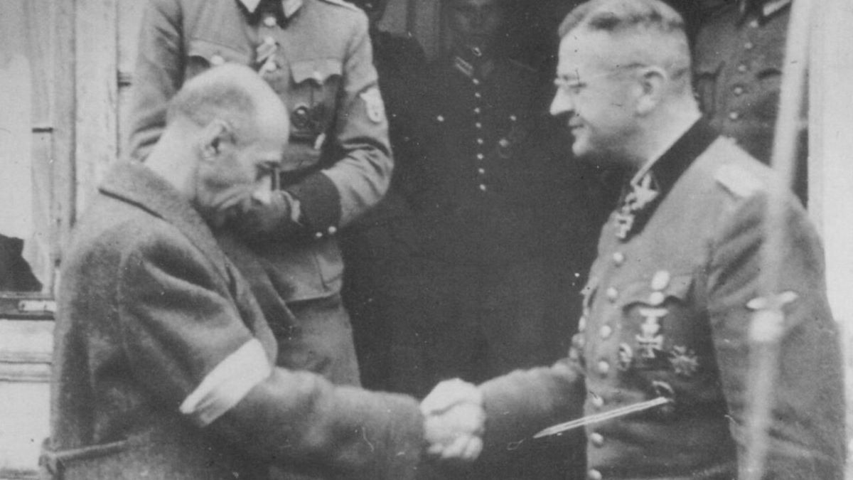 Spotkanie Bacha-Zelewskiego z Komendantem Głównym AK, generałem Tadeuszem Borem-Komorowskim. Ożarów Mazowiecki, 4 października 1944