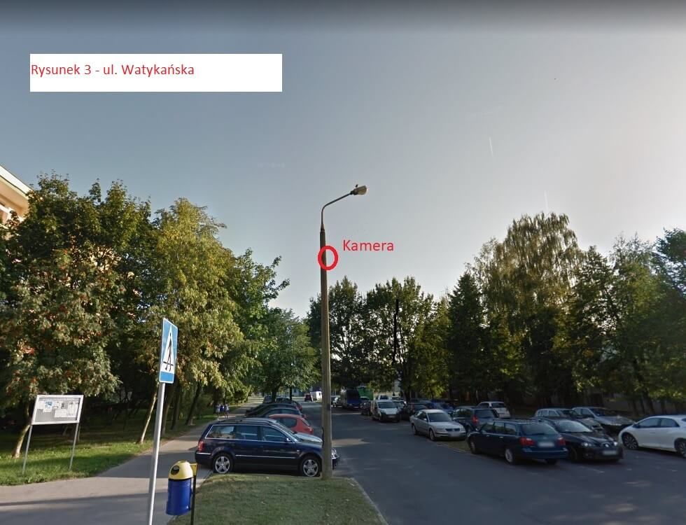 Ulica Watykańska - słup oświetleniowy - lokalizacja kamery