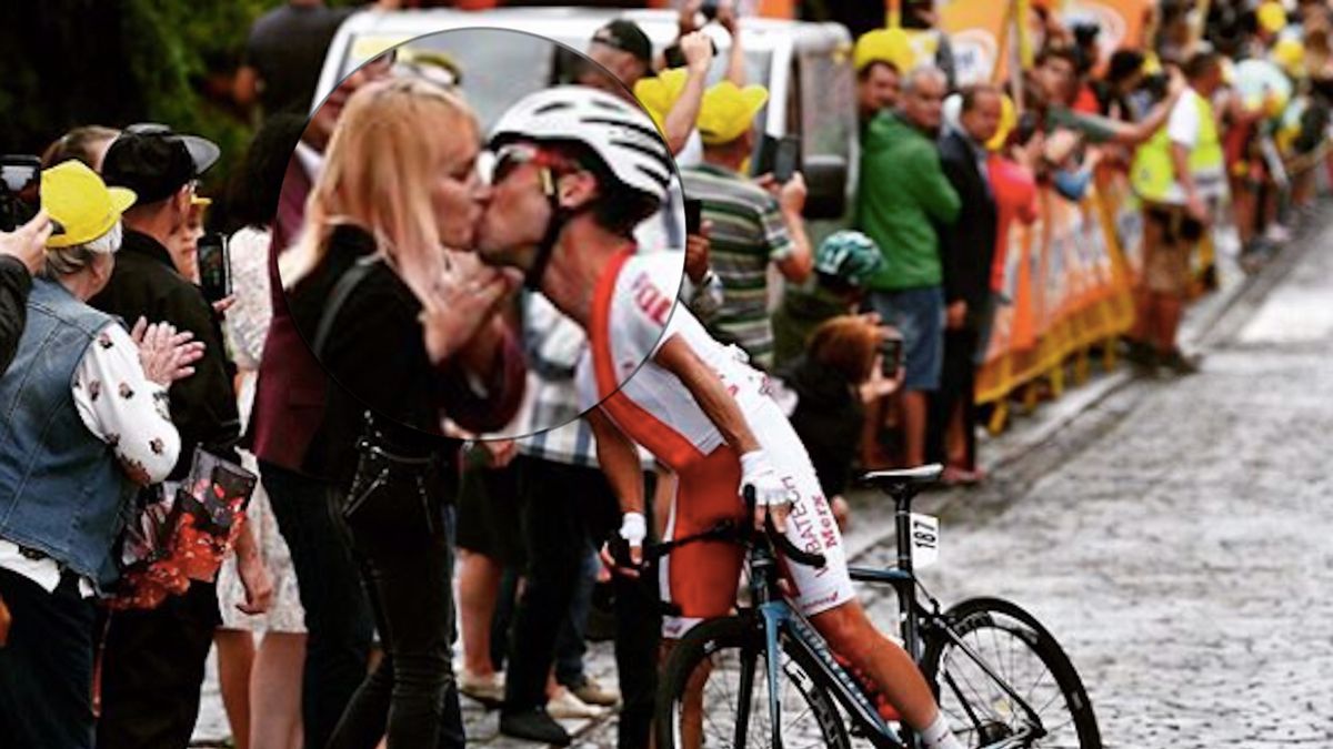 Na Marka Rutkiewicza na trasie I etapu Tour de Pologne czekała jego żona - Anna Szafraniec