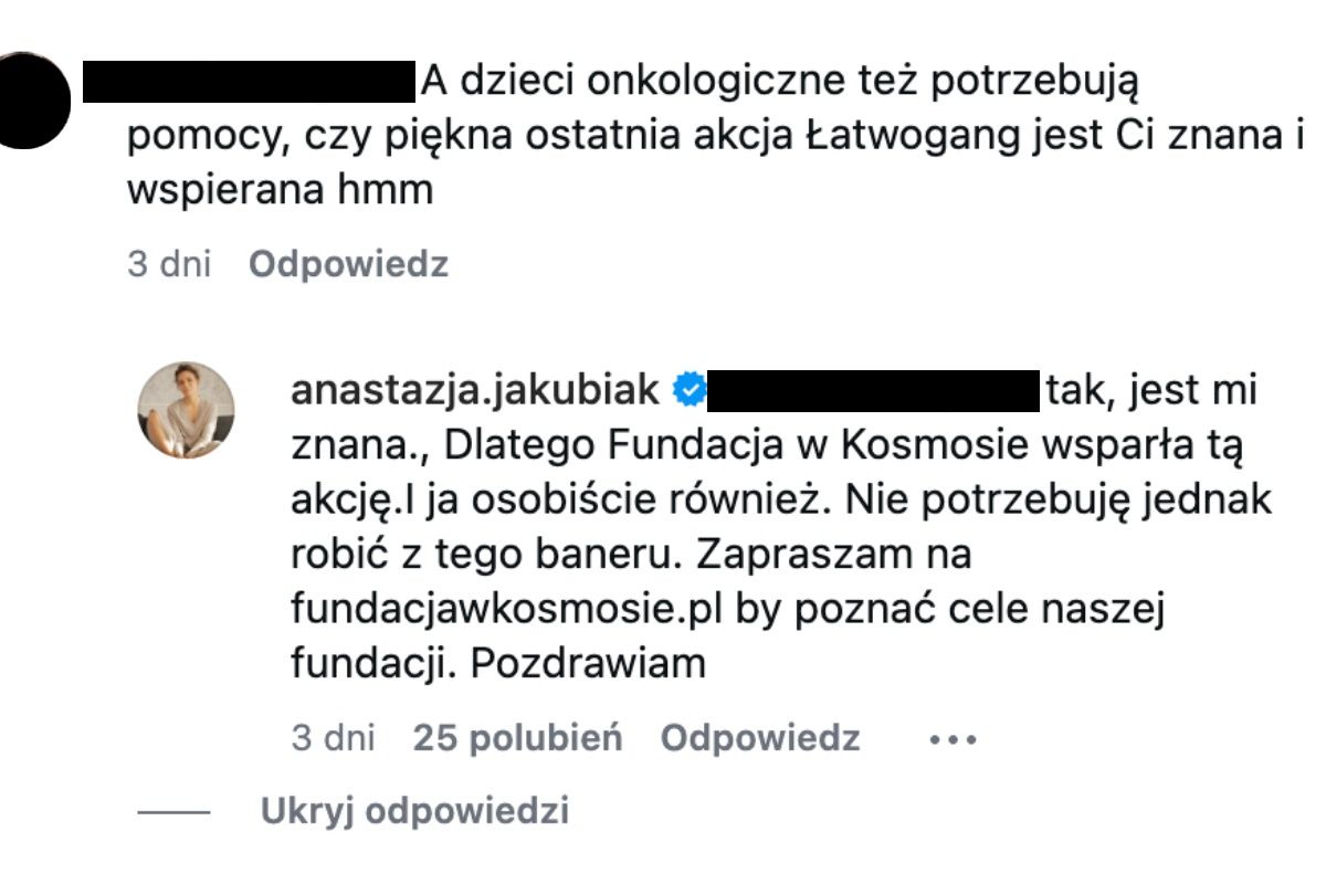 Anastazja Jakubiak o akcji Łatwoganga