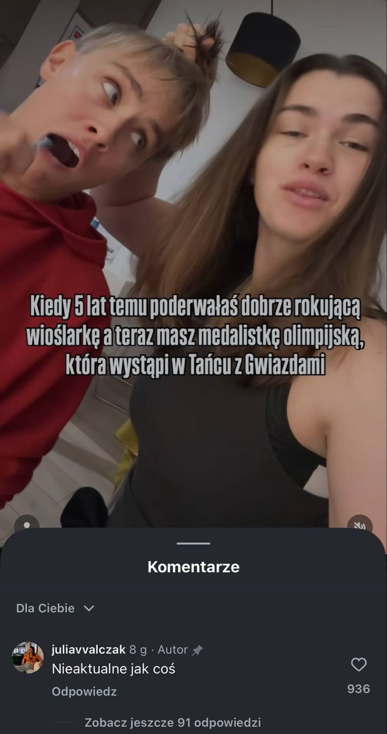 Komentarz Julii Walczak na Instagramie