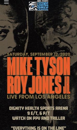 Plakat anonsujący walkę Tyson - Jones Junior