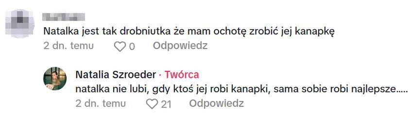Natalia Szroeder odpowiedziała na komentarz internauty