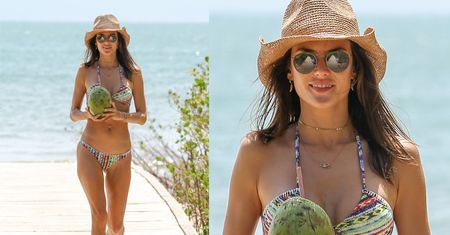 Alessandra Ambrosio w bikini pije mleko z kokosa (ZDJĘCIA)