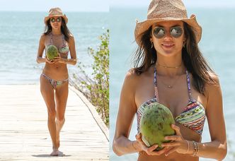 Alessandra Ambrosio w bikini pije mleko z kokosa (ZDJĘCIA)