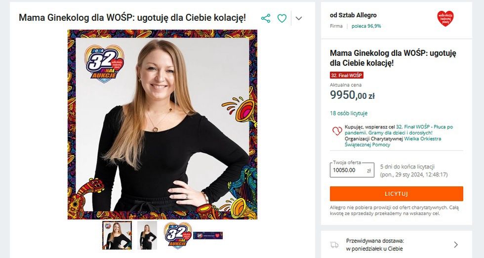 Aukcja Mamy Ginekolog na rzecz WOŚP