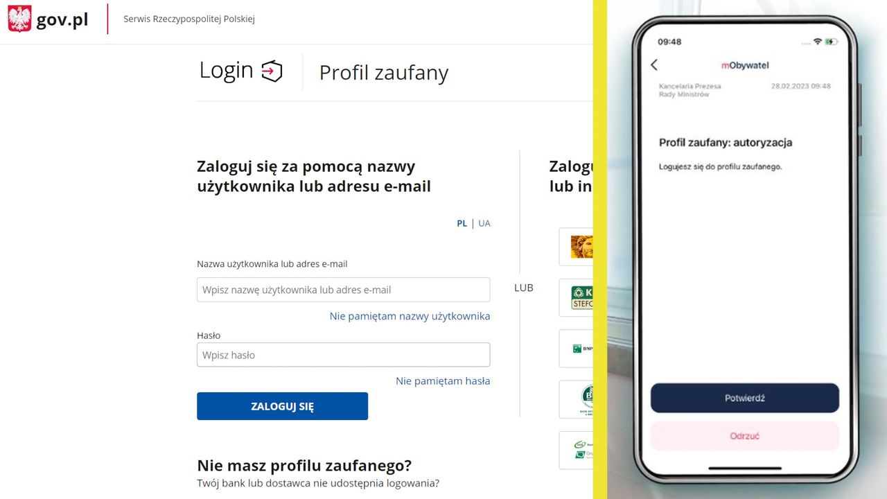 Profil zaufany z powiadomieniami PUSH