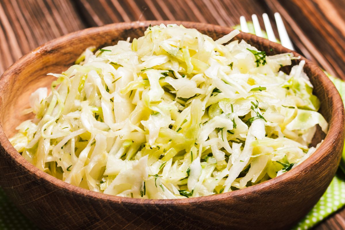 Coleslaw with young pickled cucumber