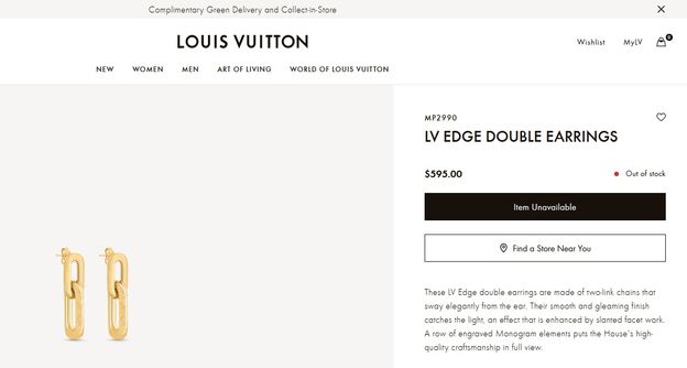 Louis Vuitton MONOGRAM Lv edge double earrings (MP2990)