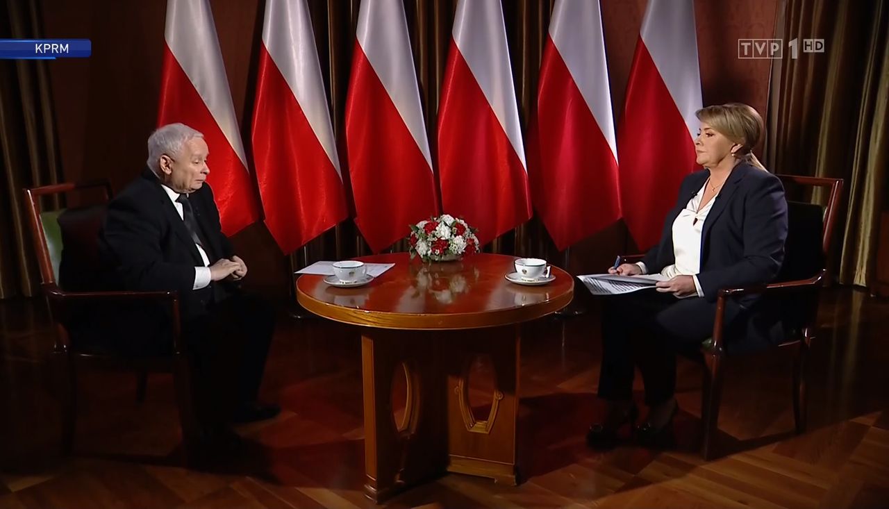 Kadr z wywiadu TVP z Jarosławem Kaczyńskim