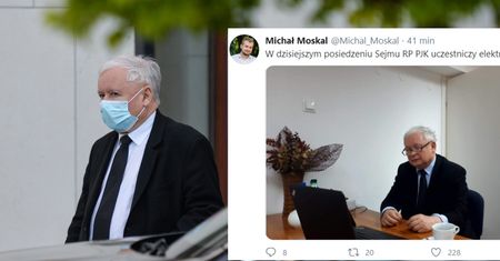 Jarosław Kaczyński przy laptopie. Zaskakujący ruch prezesa PiS