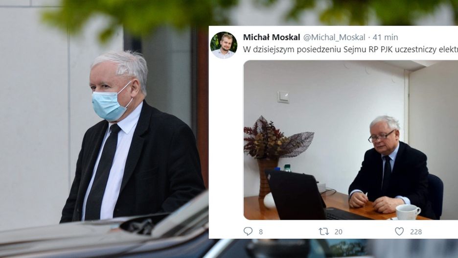 Jarosław Kaczyński przy laptopie. Zaskakujący ruch prezesa PiS