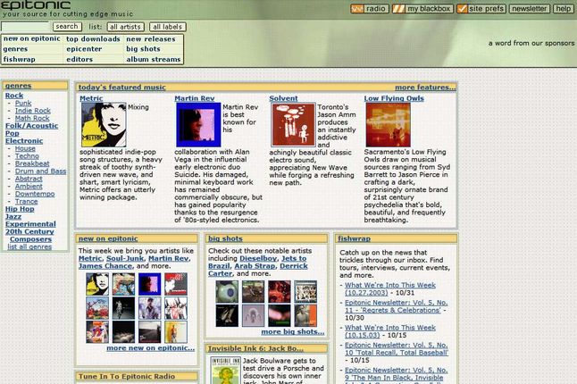 Epitonic.com w 2003 roku