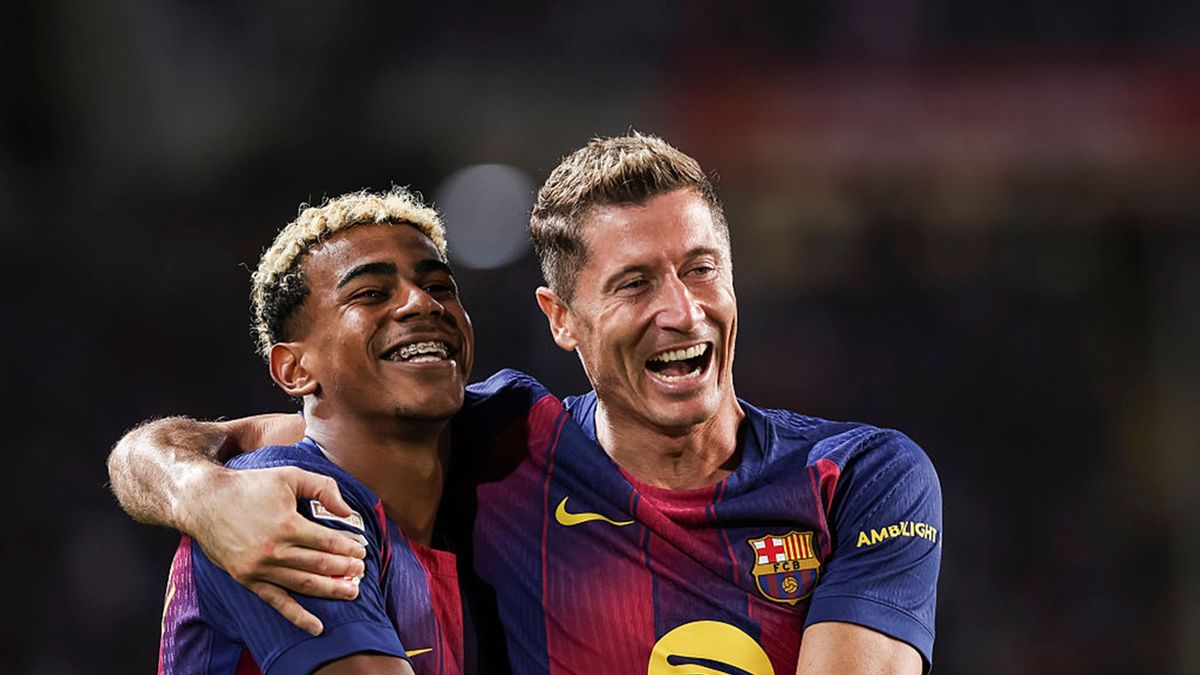 Getty Images / Javier Borrego / Na zdjęciu: Lamine Yamal i Robert Lewandowski