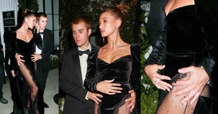Hailey Bieber opuszcza imprezę z Justinem Bieberem, TRZYMAJĄC SIĘ ZA BRZUCH (ZDJĘCIA)