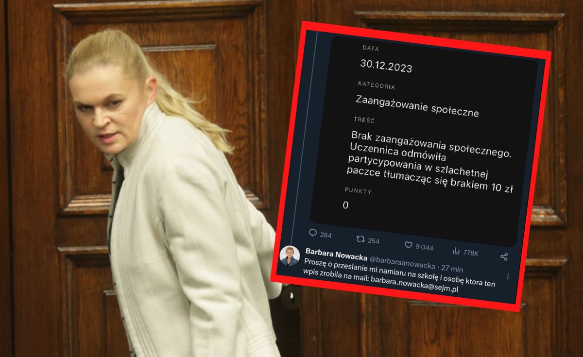Reakcja Barbary Nowackiej na wpis uczennicy.