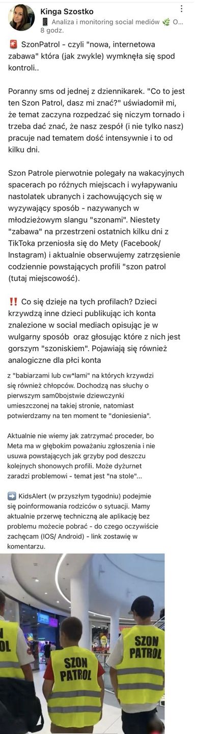 Kinga Szostko alarmuje