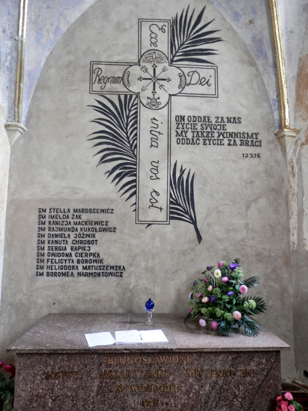 Tablica w kościele farnym w Nowogródku poświęconabł. Marii Stell