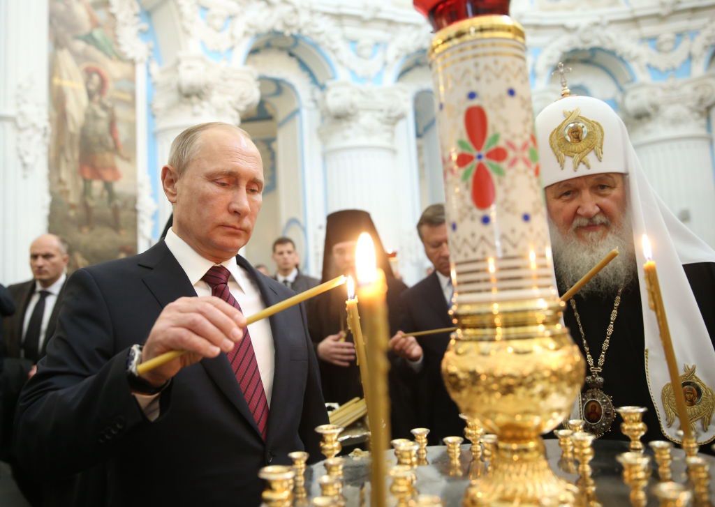 Prezydent Putin i patriarcha Cyryl w cerkwi w Istrze pod Moskwą 