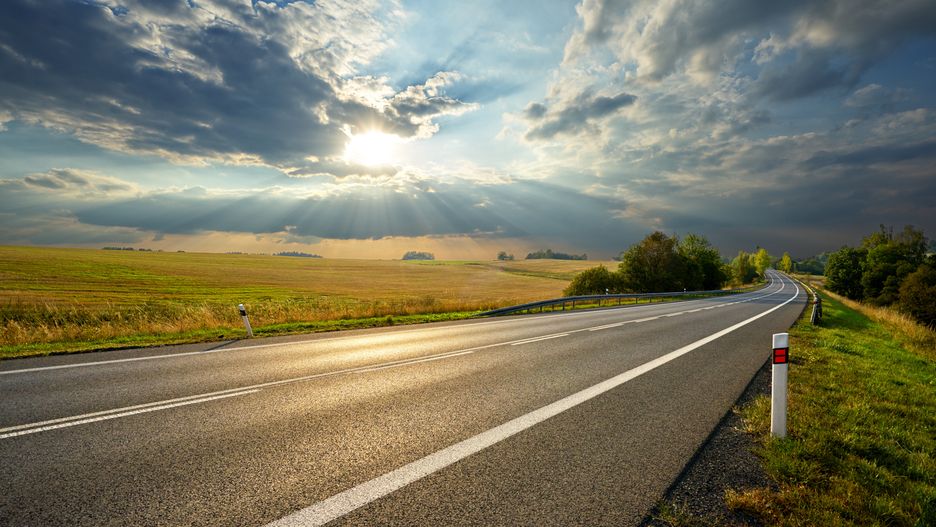 Empty asphalt road in rural landscape at sunset with dramatic cloudsMilos Mullerempty, blank, deserted, transport, traffic, transit, transportat