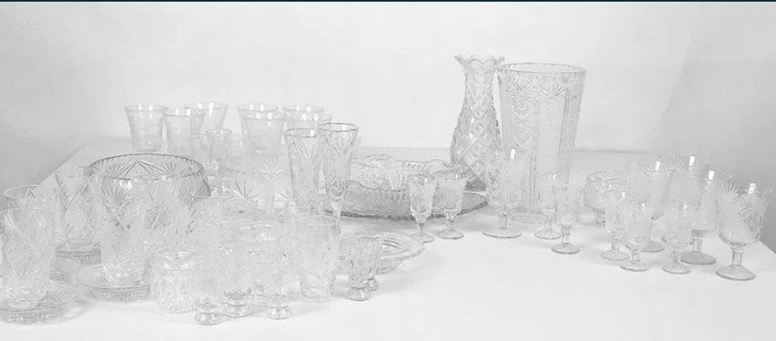 Zabytkowy zestaw kryształów PRL + Porcelana, cena 7000 zł