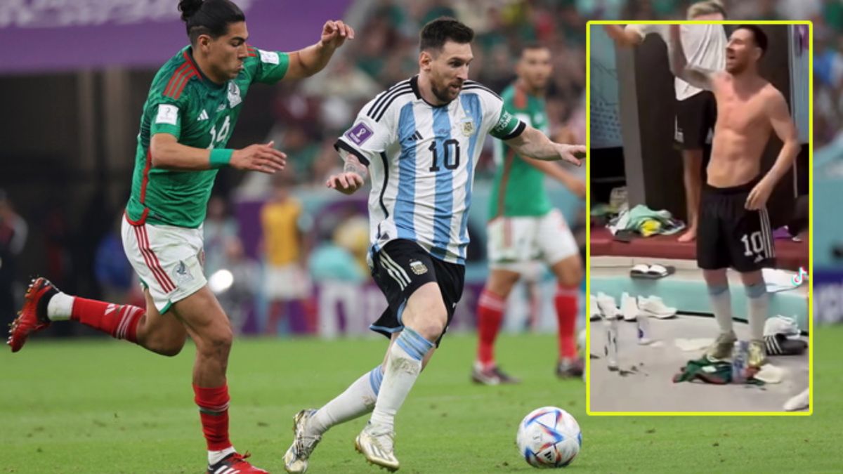 WP SportoweFakty / Na dużym zdjęciu: Lionel Messi podczas meczu z Meksykiem (PAP/EPA), na małym: Messi w szatni (TIKTOK)