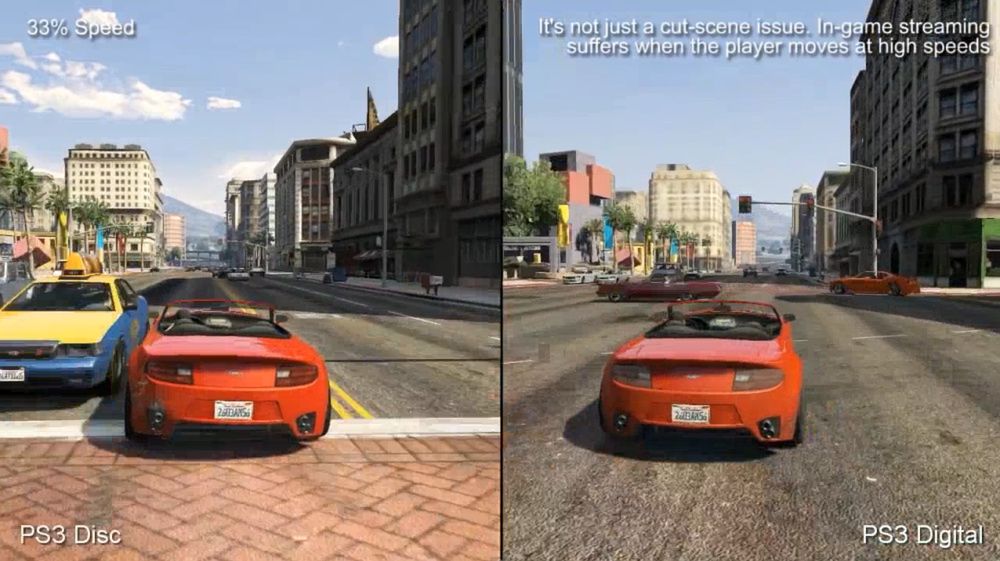 GTA V odtwarzane z płyty na PS3 wygląda lepiej od wersji z PS Store