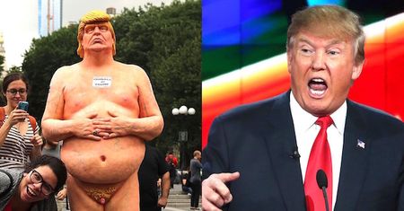 "NAGI TRUMP" straszy na ulicach Nowego Jorku i Los Angeles… (ZDJĘCIA)