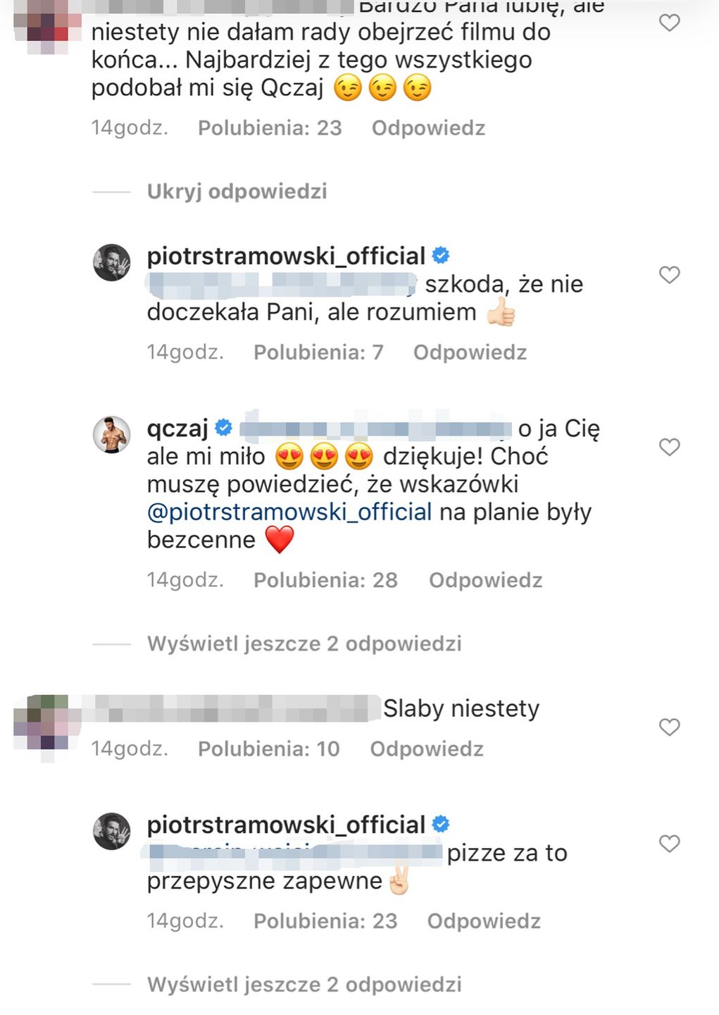 Komentarze na profilu Piotra Stramowskiego