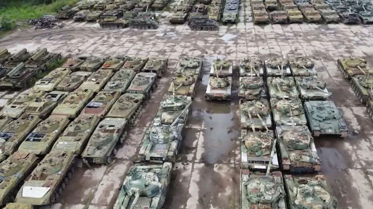 Post-Soviet equipment at a Russian base, illustrative photo