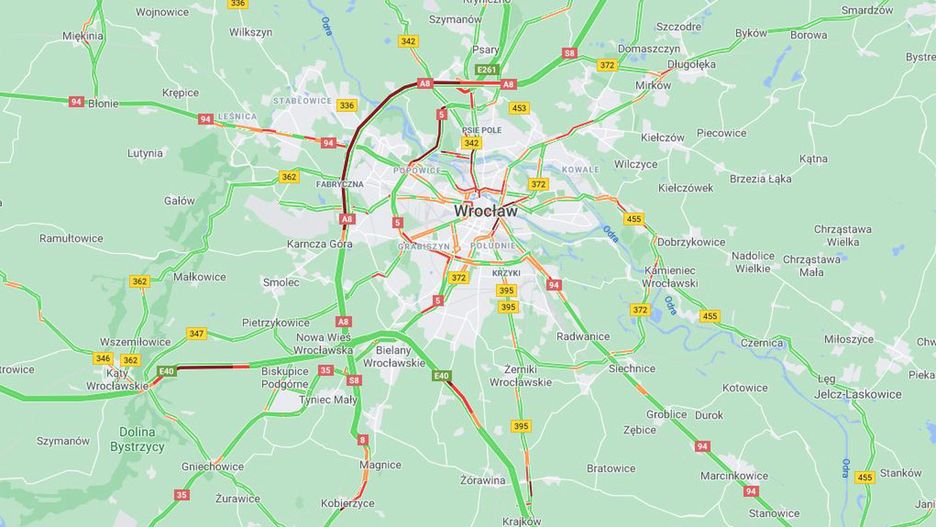 Wrocław. Paraliż komunikacyjny. Korki na AOW i A4