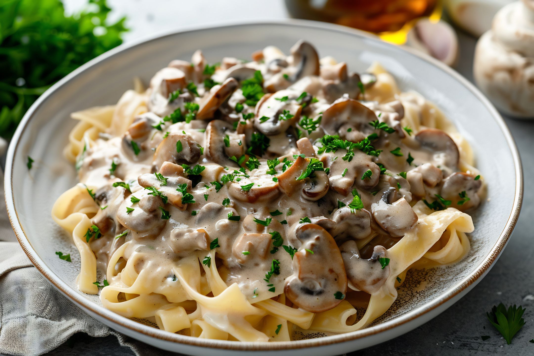 Makaron z pieczarkami i ricottą