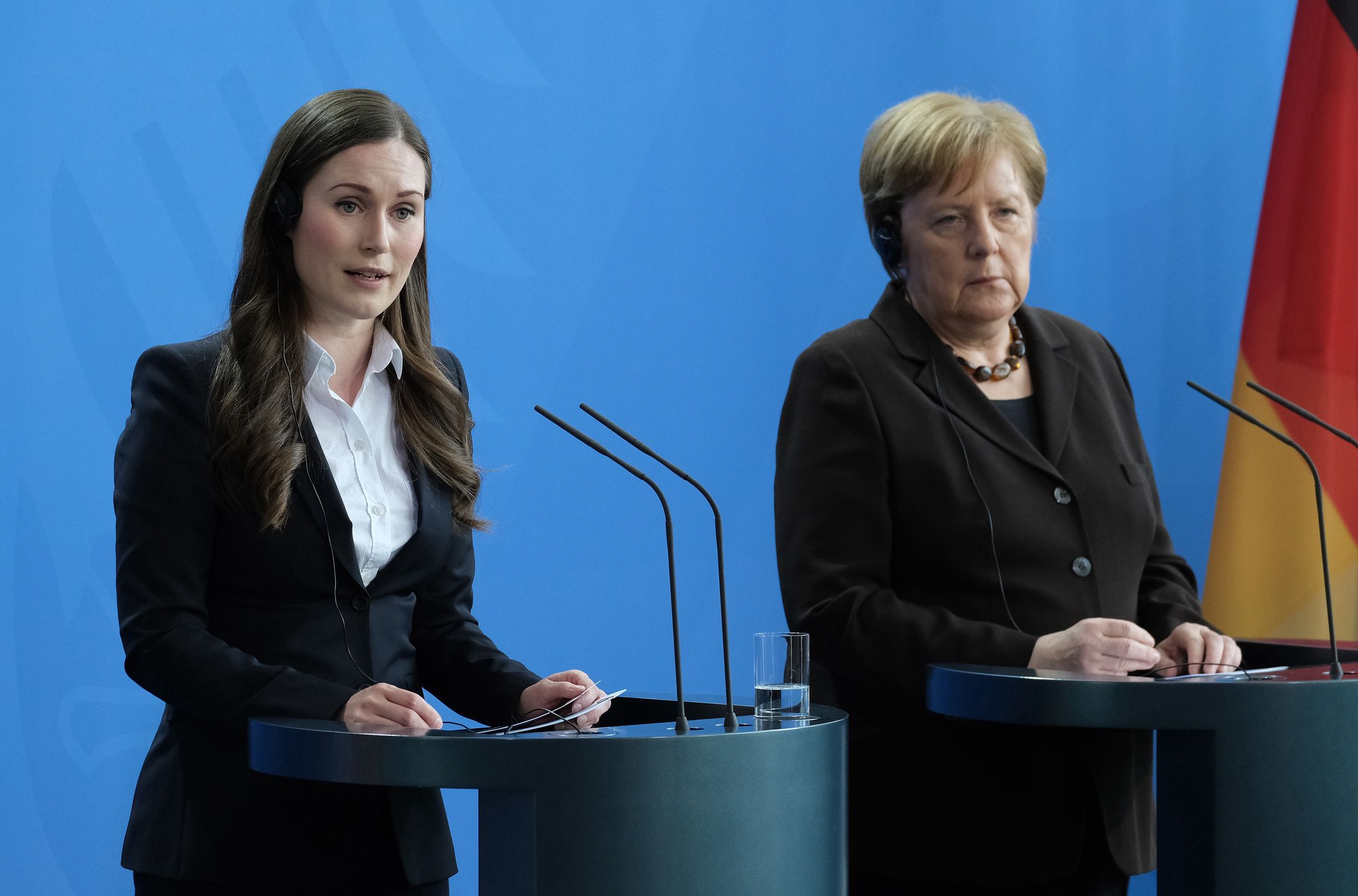 Sanna Marin i Angela Merkel