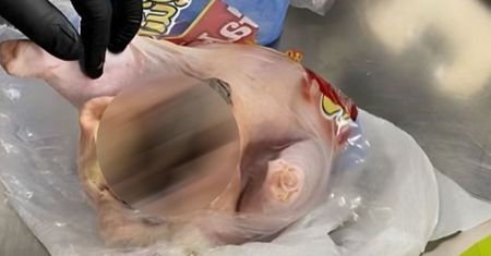 Na lotnisku nie mogli uwierzyć. Pokazali, co było w surowym kurczaku