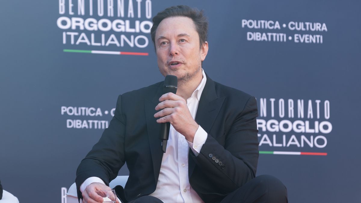 ROME, ITALY - 2023/12/16: South African entrepreneur Elon Musk speaks during Atreju 2023 event organized by Fratelli d'Italia. (Photo by Matteo Nardone/Pacific Press/LightRocket via Getty Images)