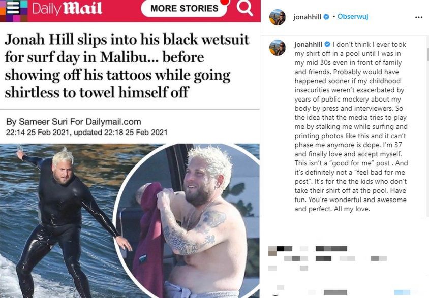 Jonah Hill reaguje na zdjęcia, które zamieścił "Daily Mail"