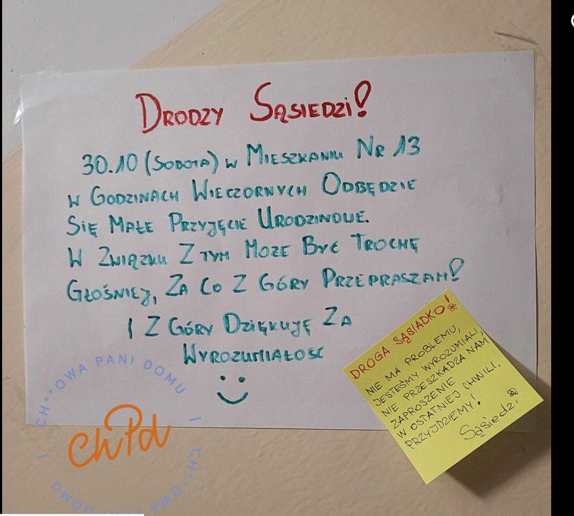 Tak sąsiedzi zareagowali na ogłoszenie o imprezie