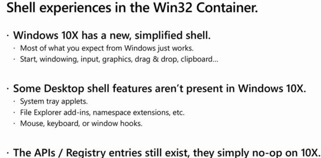 Podsumowanie możliwości kontenerów dla aplikacji Win32, źródło: Windows Latest.