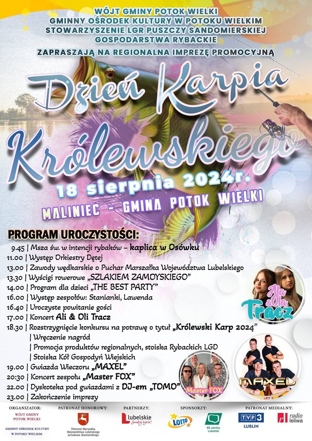 Dzień Karpia Królewskiego w Malińcu 2024 - plakat, program wydarzenia