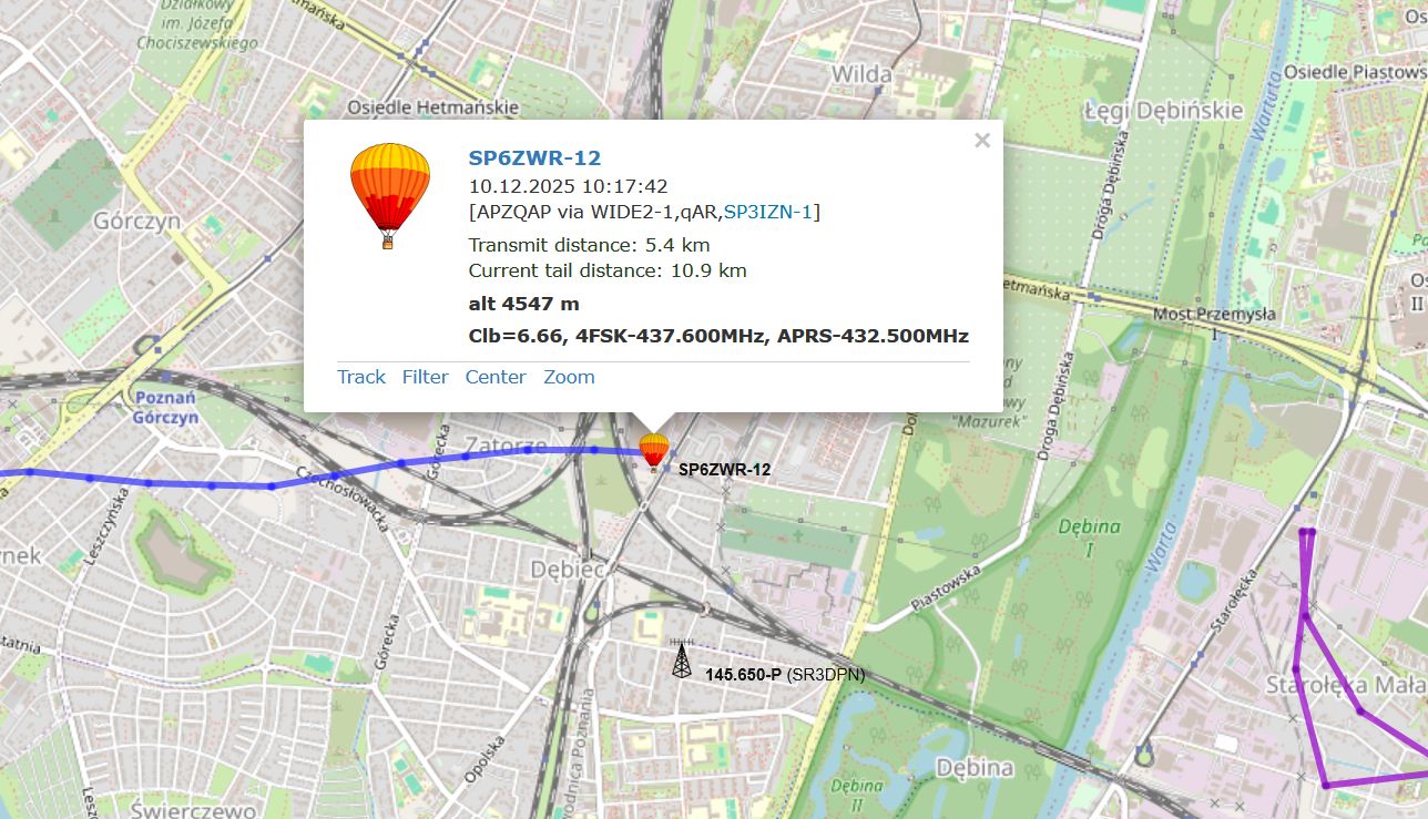 Śledzenie balona stratosferycznego na żywo