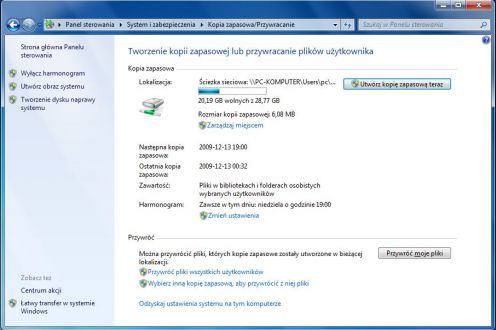 Przywracanie plików w Windows 7