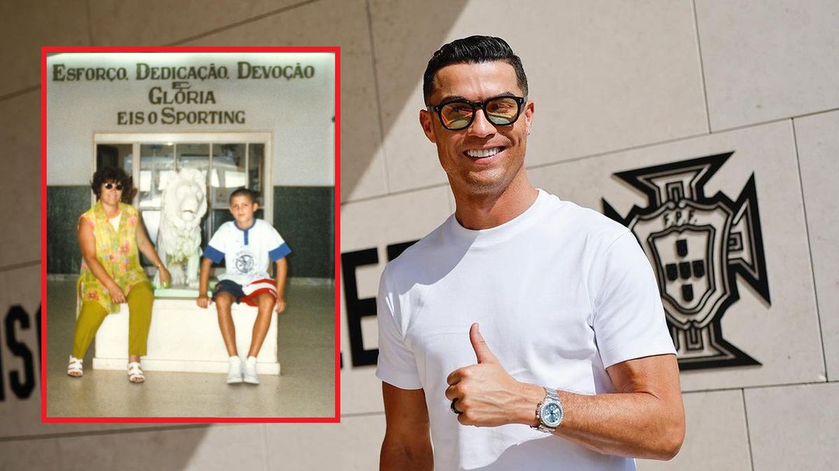 Na zdjęciu Cristiano Ronaldo. W ramce zdjęcie z czasów jego młodości