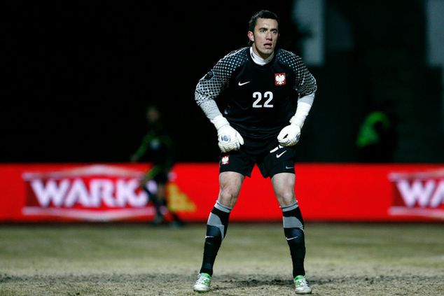 Małkowski podczas jedynego meczu w reprezentacji - przeciwko Litwie. Polska przegrała 0:2