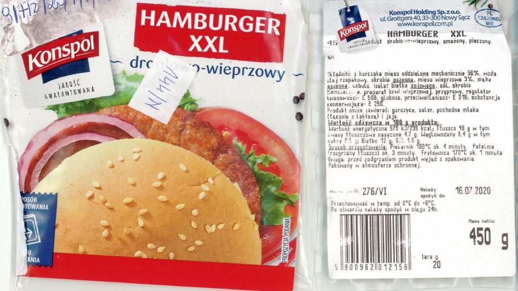 GIS ostrzega przed spożyciem partii hamburgerów produkowanych przez Konspol Holding