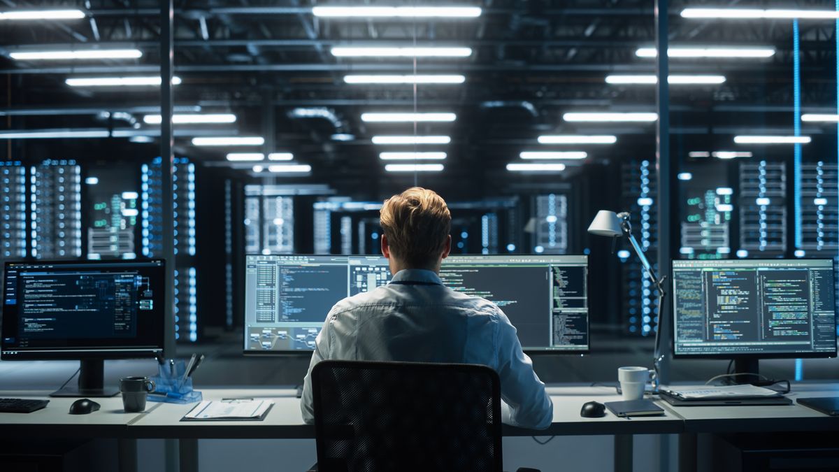 In the System Control Room Technical Operator Sits and Monitors Various Activities Showing on Multiple Displays with Graphics. Responsibility for Information Security in the Company Concept
IT outsourcing, administrator, ai, analytics, center, cloud, cloud computing, computer, computer science, cyber security, cybersecurity, data, data center, database, developer, development, diagnostics, digital, digital transformation, e business, e commerce, engineer, european ethnicity, high tech, information, information security, information technology, infrastructure, internet, internet connection, iot, maintenance, monitoring, network, network technologies, networking, online, programmer, saas, science, server, service, sysadmin, system, system administration, technology, telecommunications, web service, white man