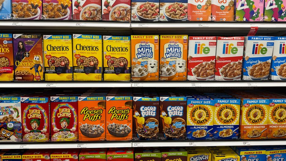 Cereals packaging are seen at the grocery store in Las Vegas, United States on November 17, 2023. (Photo by Jakub Porzycki/NurPhoto via Getty Images)