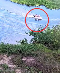 Płynęli pontonem w kierunku Rosji. Nagranie z granicy na Łynie