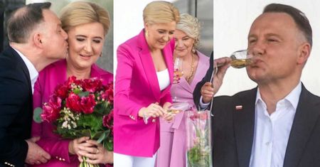Miłość nad tulipanem: Agata Duda podlewa WŁASNĄ ODMIANĘ KWIATU szampanem (ZDJĘCIA)